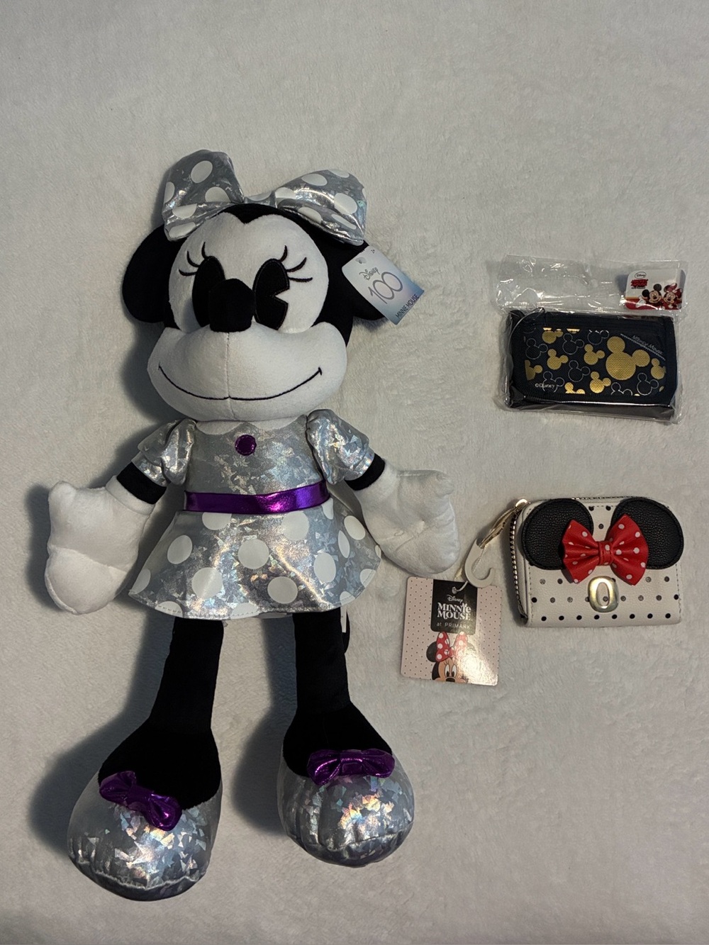 2023 Disney 100 Years of Wonder Minnie Mouse Jumbo Plush Doll & 2 New Wallets